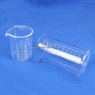 Béquer de vidro de quartzo transparente resistente à corrosão a alta temperatura com densidade de 2,2g/cm3 para uso industrial