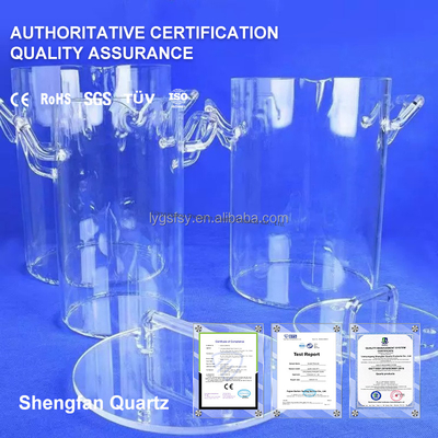 Béquer de vidro de quartzo transparente resistente à corrosão a alta temperatura com densidade de 2,2g/cm3 para uso industrial