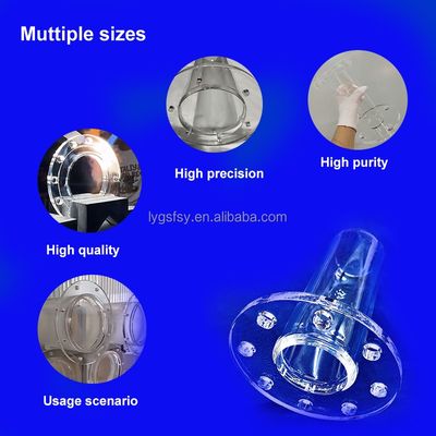 80% de transmissão UV Tubo de vidro de quartzo flangado Resistência à corrosão a altas temperaturas Personalização