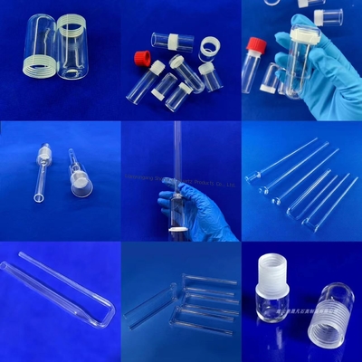Retorta de vidro de quartzo de alta resistência à temperatura, reator de vidro de quartzo para laboratório