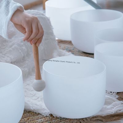 7 Chakra Balance Quartz Singing Bowl com 12 notas musicais e resistência a altas temperaturas para meditação
