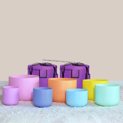 6-12inch Chakra Singing Bowl Set Sound Healing Healthy Free Mallets And O Rings Frosted Crystal Singing Bowls