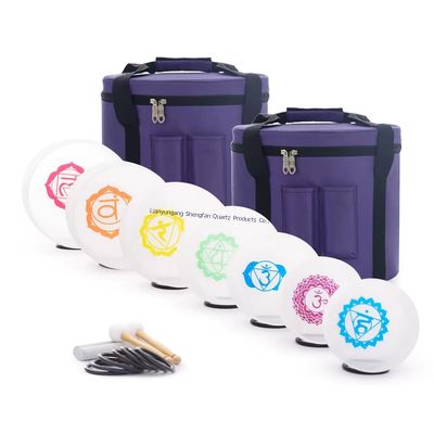 Conjunto de Tigelas Cantantes de Cristal de Quartzo de 8-20 Polegadas 99,99% em Branco Pérola Transparente para Cura Sonora e Meditação