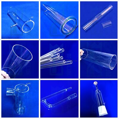 Tubos de vidro de quartzo de sílica fundida com temperatura de trabalho de 1100 °C, 99,99% de pureza de SiO2 e alta transmissão de luz