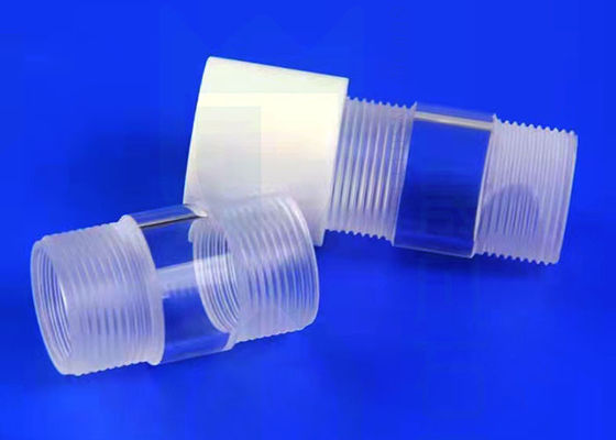 Tubos claros lustrados fogo de quartzo 2.2g/Cm3 do aquecimento com a linha de parafuso fêmea da tampa do parafuso de Ptfe