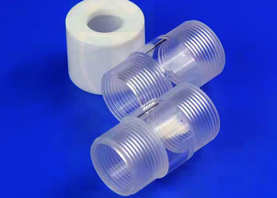 Tubos claros lustrados fogo de quartzo 2.2g/Cm3 do aquecimento com a linha de parafuso fêmea da tampa do parafuso de Ptfe